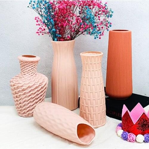 Flower Vase Ornament Pure Color Plant Hydroponic Micro Landscape Home Decoration Nordic Style Nice Gift PE Multi Purpose