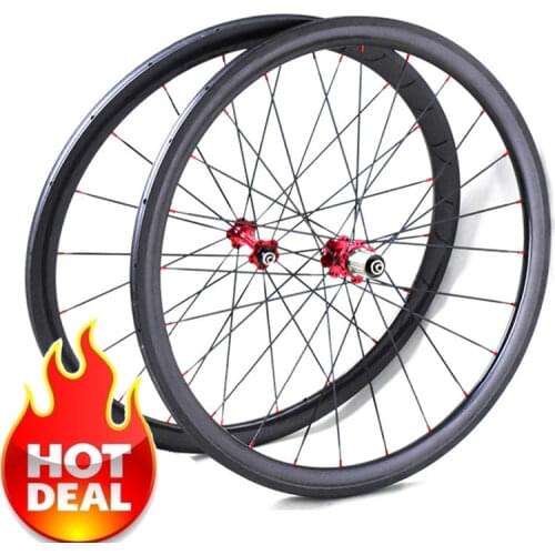 Cycling Carbon Wheels 700C Road Bike Carbon Wheelset Clincher 38mm Depth with 6 Pawls Alloy J-bend Straight Pull Carbon Hubs