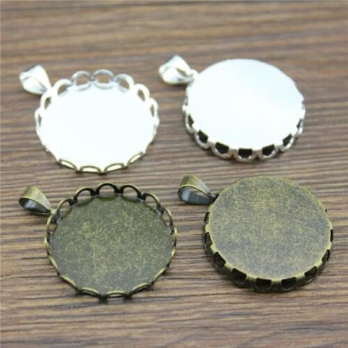 10pcs Fit 20mm 25mm Cabochon Handmade Welding Lace Round Cameo Setting Base Cabochon Base Pendant Cabochon Base Settings