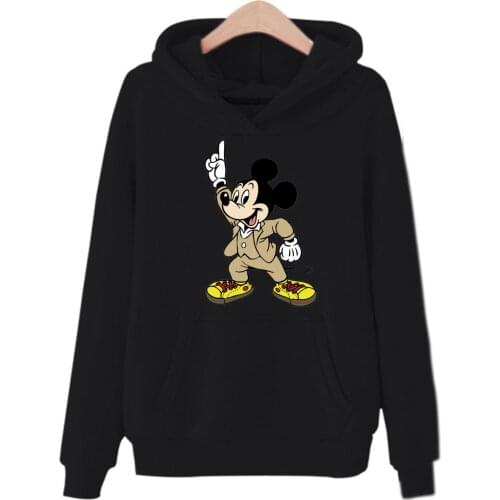 Disney Mickey Mouse Flannel Womans Hoodies Female Loose Cotton Solid Thicken Warm Women Sweatshirts Lady Fashion Plus Size 3XL