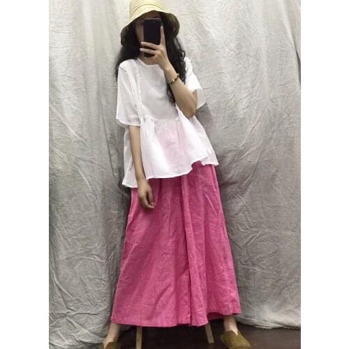 Women Loose Ramie Shirts Tops Ladies Plus Size Cute Vintage Shirt Female Solid Color Blouse Summer 2020