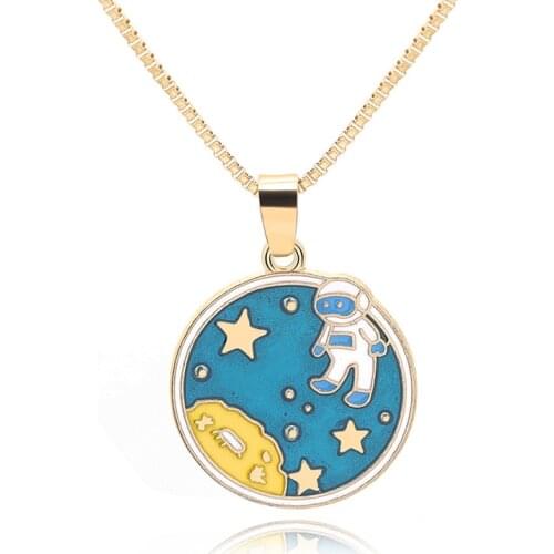 30 Colorful cartoon ocean starfish Crescent half moon geometry round astronaut space universe sun stars sky necklace jewelry