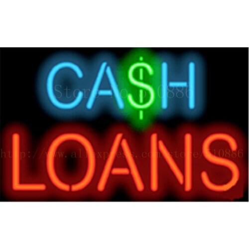 17*14" Cash Loans NEON SIGN REAL GLASS BEER BAR PUB LIGHT SIGNS store display Restaurant Shop Financial Advertising Lights