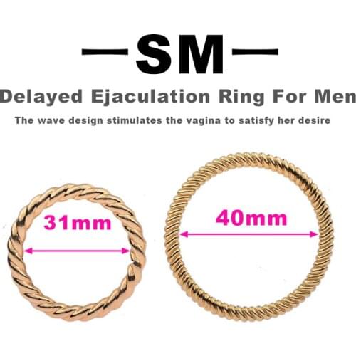 2 Styles Penis Bondage Lock Cock Ring Heavy Male Metal Scrotum Stretcher Delay Ejaculation BDSM Sex Toy For Men Golden Dick Ring