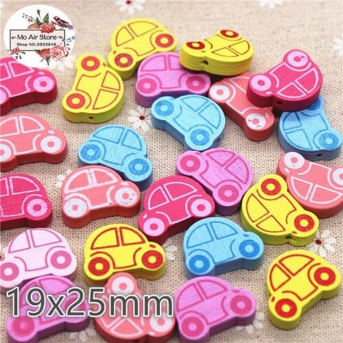 20pcs Mixed Color Car Wooden Decorative Button 19x25mm one hole Fit DIY Scrapbooking Products