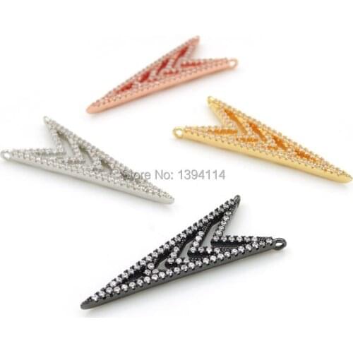 35*12*3mm Micro Pave Clear CZ Pierced Arrow Charms Of Double Loops Fit For Making Necklaces Jewelry
