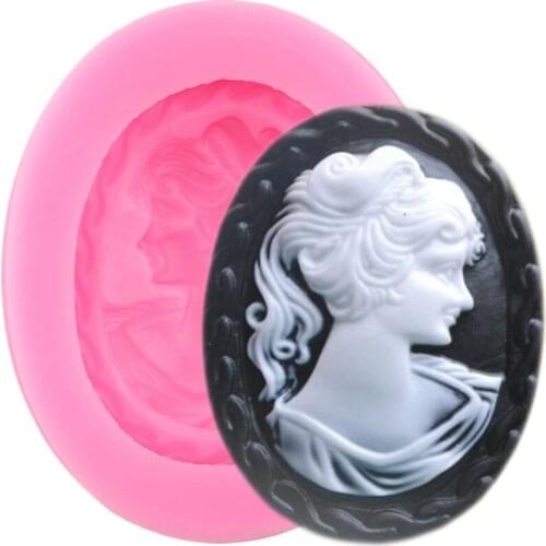 3D Woman Lady Cameo Silicone Mold Oval Frame Cake Decorating Tools Cupcake Topper Fondant Candy Chocolate Molds Soap Resin Mould