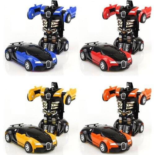 4Pcs/set 2 in 1 Transformation Robot Car Model Toy Action Figures Educational One-key Collision Deformation Robots Toys For Boys