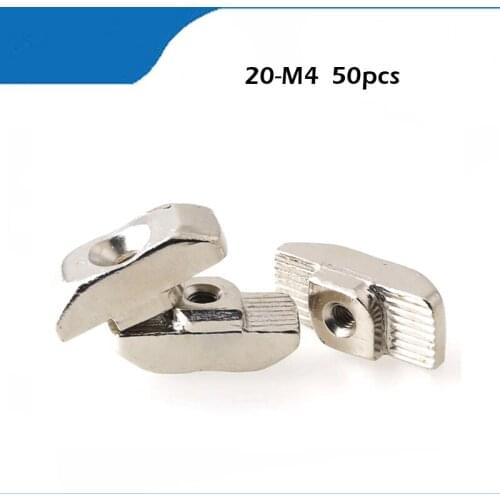 50pcs M4 T Nut 2020-M4 Hammer Block Slot Nuts for 20 serie Aluminum Profile Extrusion Fastener Parts Groove 6