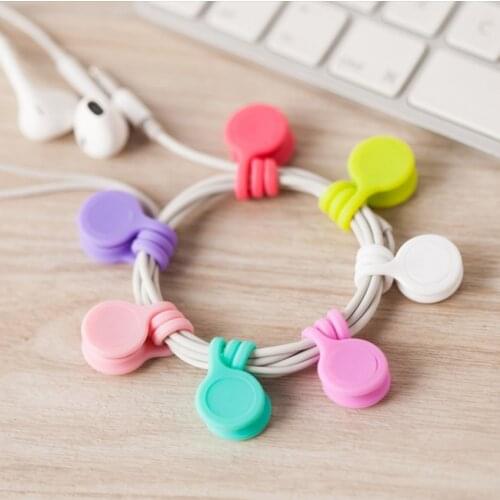 6Pcs Magnetic Headphone Earphone Cord Winder Wrap Organizer Cable Ties Holder Reusable Muti-use Silicone Data Clips Winder Holde