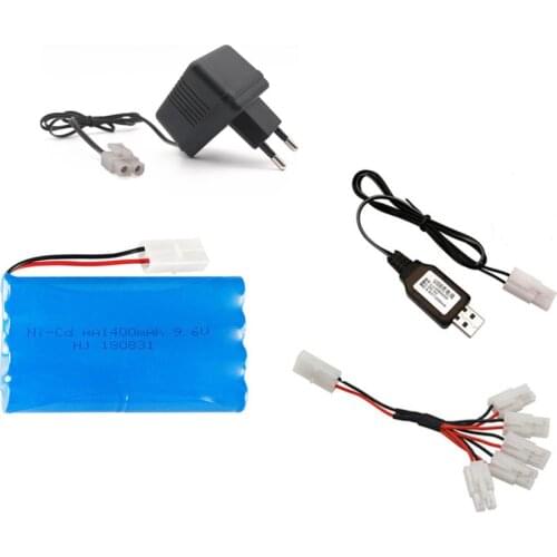 9.6v 1400mAh Rechargeable Battery + 9.6v Charger For Rc toys Car Tank Train Robot Boat Gun NI-CD AA 9.6v Battery Pack 1-2pcs