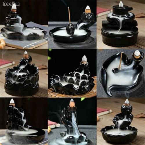 Backflow Incense Burner Creative Home Decor Lotus Bergamot Incense Censer Use In The Home Office Teahouse + 20pcs Incense Cones