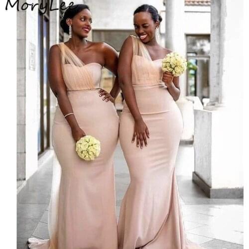 Bridesmaid Dresses One Shoulder Sleeveless Mermaid Satin Pleated Bridesmaid Dresses With Zipper Wedding Party Bridemaid Gowns