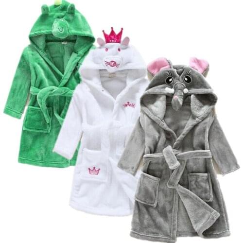 Baby Girls Bathrobe Sleep Clothes Winter Bath Wear Children Set Clothes Kids Baby Winter Girls Infant Cartoon Flannel Robes