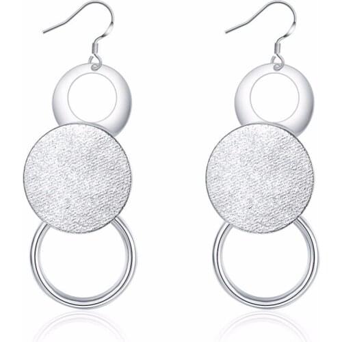 Free Shipping 925 Sterling Silver Earrings Simple Round Frosted Earrings Womens Beauty Earrings 925 Sterling Silver Earrings