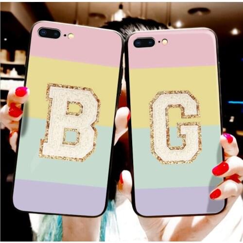 Stoney Clover Lane letter T B H Candy Glitter iPhone Case For iPhone 11 12 Pro XS MAX XR X 7 8 6Plus SE 2021 Silicone Phone Cove