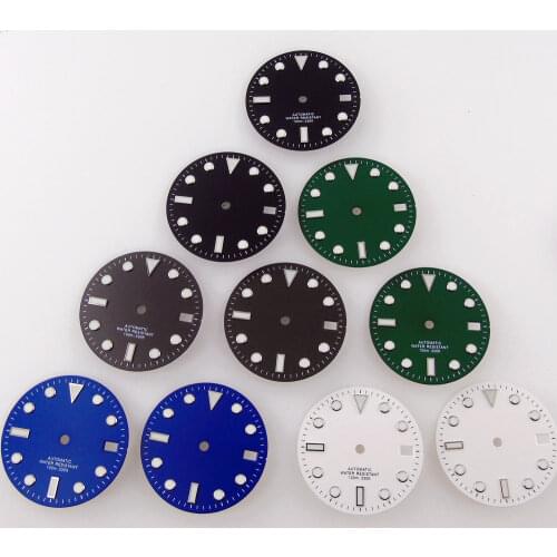 29mm Watch Dial Spare Parts Fit For NH35/NH35A Automatic Movement Luminous Date Window Black/Blue/Green/Gray/White Color