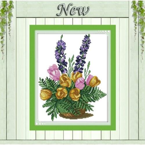 Flower basket home wall Decor diy paintings counted printed on canvas DMC 11CT 14CT kits Cross Stitch embroidery needlework Sets