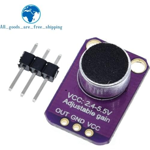 TZT GY-MAX4466 MAX4466 Electret Microphone Amplifier Module Adjustable Gain OUT GND VCC Amplifier Board 2.4-5V DC For Arduino