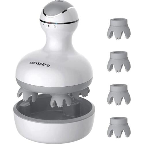 Electric Scalp Head Massager With 4 Removable Heads Attachments For Stimulating Hair Growth, Stress Release, For Head Neck Body