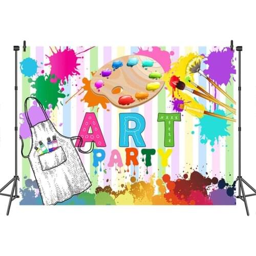 Art Party Photography Backdrop pigment Cloroful Stripes Graffiti Photographic Background Art Theme Birthday Banner Decor Photo