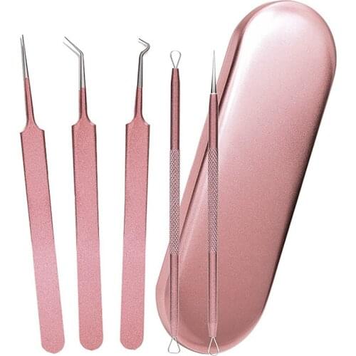 Blackhead Remover Pimple Tool Kit Blackhead Extractor Tool Blemish Whitehead Popping Tool with Portable Metal Case