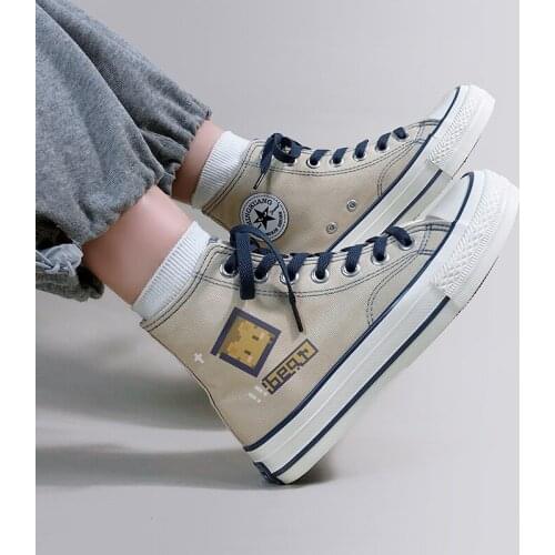 Gray High-Tops Canvas Shoes Autumn New Girls Students Casual Flats Sneakers Harajuku Style Lovely Cartoon Women Vulcanize Shoes