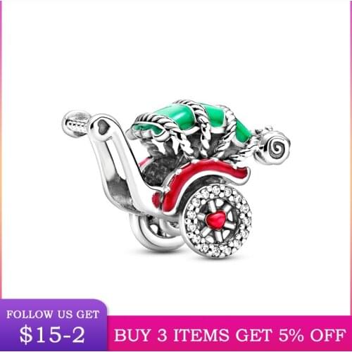 LByzHan 2020 New Autumn 925Silver Rickshaw Charms Enamel Beads Fit Bracelet Original Making Fashion DIY Jewelry For Women