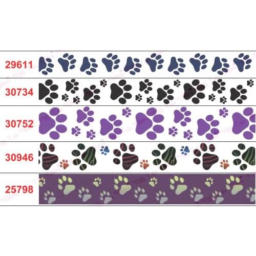 50 Yards Dog Paw Printed Grosgrain /Elastic band Ribbon16mm,22mm,25mm,38mm, For Hair Bows DIY Crafts Handmade Accessories