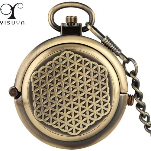 Bronze Antique Spin Cover Roman Numerals Mechanical Pocket Watch Hand Winding Pendant Pocket Clock Gifts Men Women