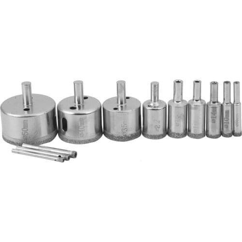 12Pcs Diamond Drill Bits Glass Tile Hole Saw Bits Set, Hollow Core Drill Bits, Extractor Remover Hole Saws for Glass, Ceramics