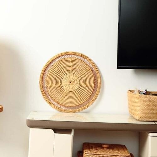 Ins Handcraft Woven Natural Rattan Wall Hanging Decoration Homestay Family Pastoral Modern European Style Ornaments Wholesale