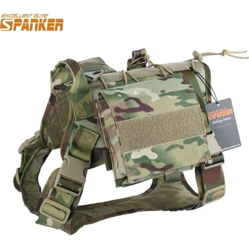 EXCELLENT ELITE SPANKER Tactical Service Dog Vest Harness Training Molle Dog Vest with Detachable Patches Pouches