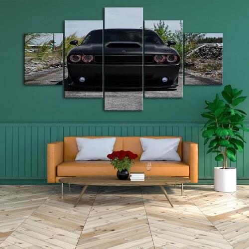 Prints Green Glass Painting Running Car Modular Pictures Canvas Sun Gift Wall Art Home Decor Modern Bedside Background Poster
