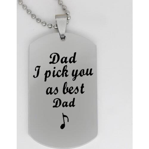 Ufine jewelry dad gift pendant army card dad I pick you as best dad stainless steel customed necklace N4359