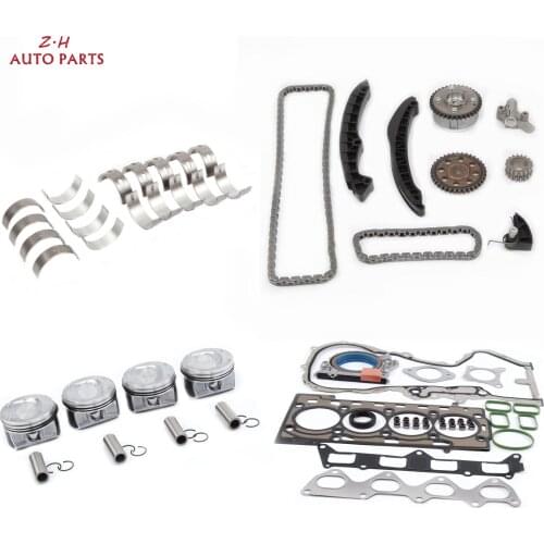 Engine Pistons Gaskets Timing Overhaul Rebuild Kit Seals & Gasket Timing Chain For VW Golf Jetta MK5 MK6 Audi A1 1.4 TFSI EA111