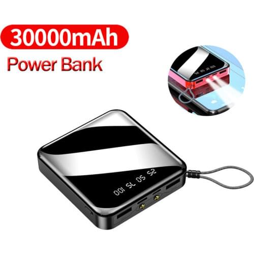 30000mAh Mini Power Bank Fast Charging with Digital Flashlight Display Portable External Battery Charger for iPhone and Android