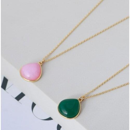 Simple elegant lady temperament inlaid drop-shaped Stone multicolor fashion necklace clavicle chain gift girls
