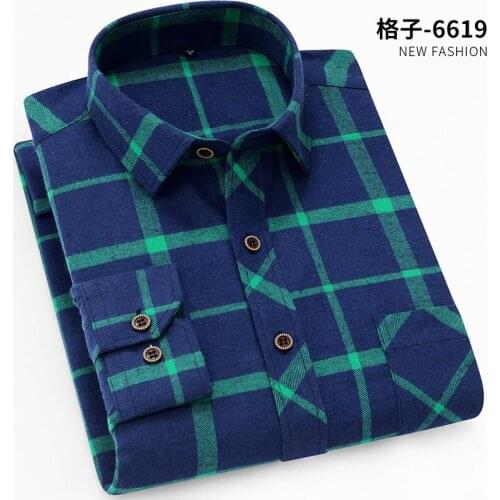 2021 Spring Autumn 100% Cotton New Male Casual Long Sleeve Shirt Warm Man Clothes Flannel Plaid Shirt Men Plus Size 3XL 4XL