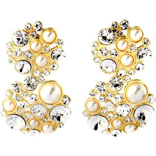 Aliexpress Hot Sale NEW Gold Color Imitation Pearls Earrings Wholesale New Bride Jewelry Drop Earrings