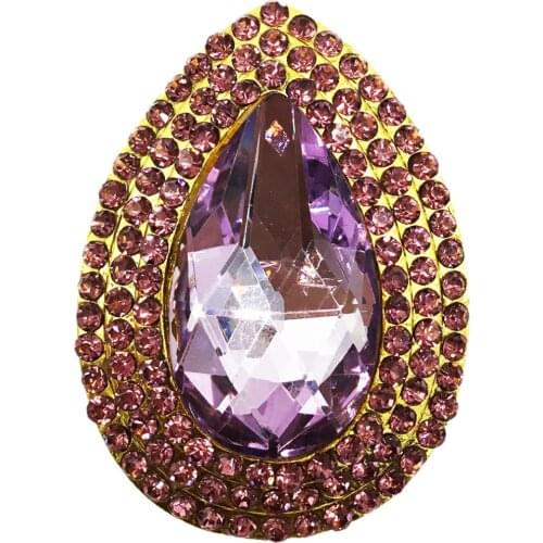 Dark Purple Rhinestone Teardrop Water Dorp Brooches Womens Alloy Branch Brooch Pins Suits Dress Banquet Brooch BRO19