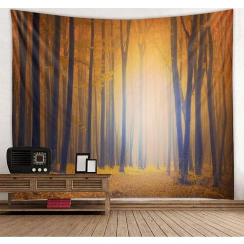 Misty Forest Tapestry Psychedelic Tapestry Travel Camping Mat Landscape Yoga Mat Sleeping Mat Beach Blanket Bohemian Decoration