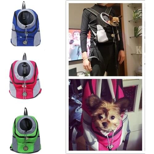Outdoor Mesh Pet Dog Carrier Bag Carrier For Dogs Backpack Out Double Shoulder Portable Travel Backpack Pet Dog Front Bag