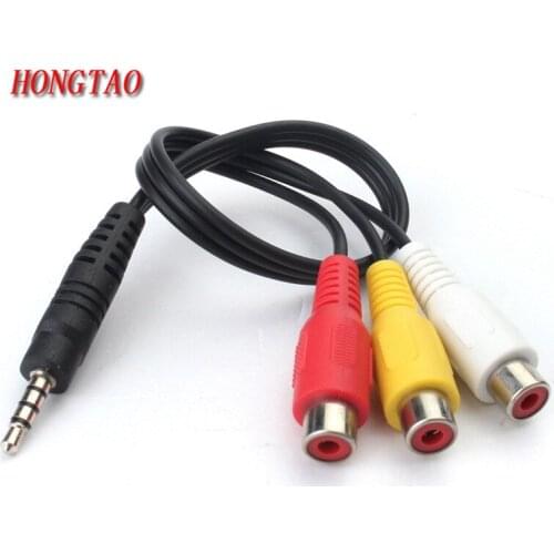 High Speed 3.5 mm Male Jack To 3 RCA Female Plug Adapter Audio Converter Video AV Cable Wire Cord 2.5mm to RCA Wholesale