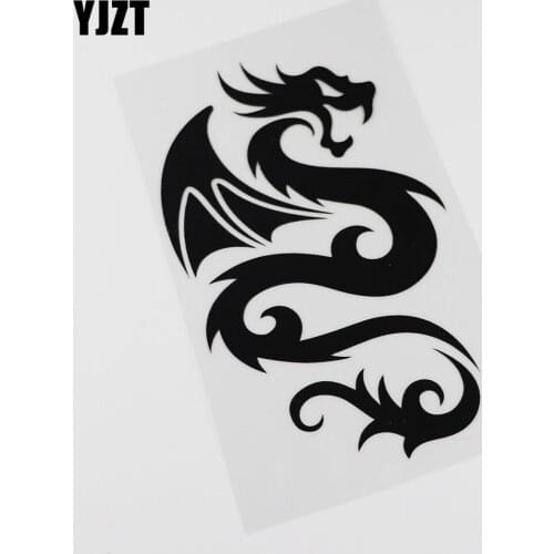 YJZT 10.7CMX17.3CM Car Sticker Winged Dragon Fantasy Monster Vinyl Black /Silver 13C-0120