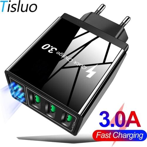 Quick Charge 3.0 USB Charger 4 port travel chargers for iPhone 11 8 Huawei Xiaomi Tablet EU/US Plug Mobile Charger Fast Charger