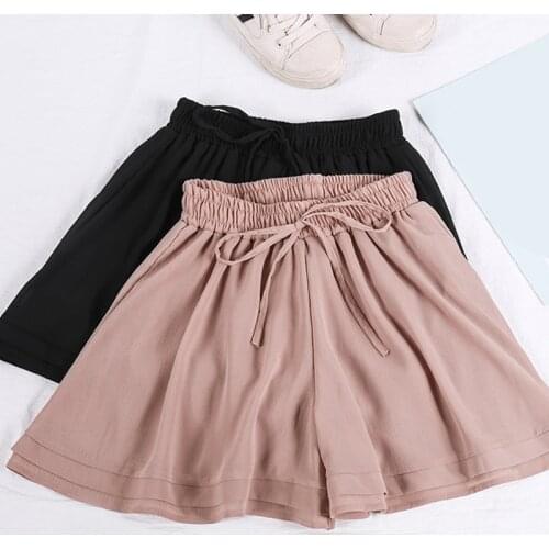 2021 New Korean Ladies Chiffon Casual Loose Skirt Short Summer Casual Shorts Double Layer High Waist Wide Leg A-line Shorts