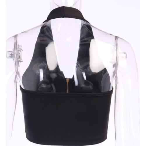 Women Summer Sexy Halter Turn-down Collar Crop Tops Camisole Sleeveless Button Skinny Elastic Tank Top Women Vacation Tops