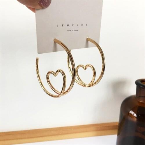 Han Edition Punk Style Earrings Women Contracted Fashion And Personality Heart-Shaped Earrings Accessories Line
