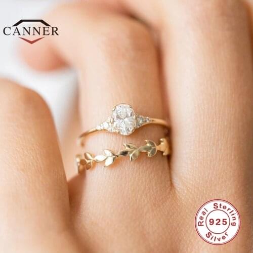 CANNER 925 Sterling Silver Ring for Women Exquisite Mini Zircon Engagement Rings Female Gold Color Fine Jewelry Gift anillos